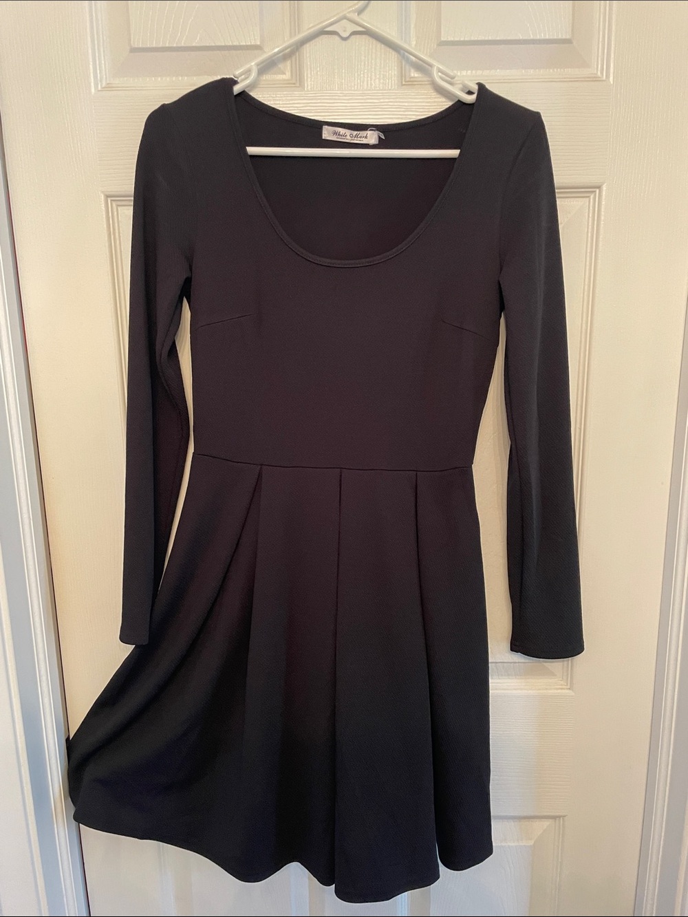 White Mark Black Long Sleeve Fit & Flare Dress